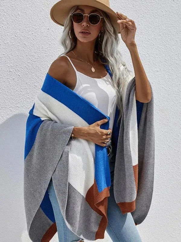 Women Plaid Oversized Loose Poncho - Poncho - LeStyleParfait