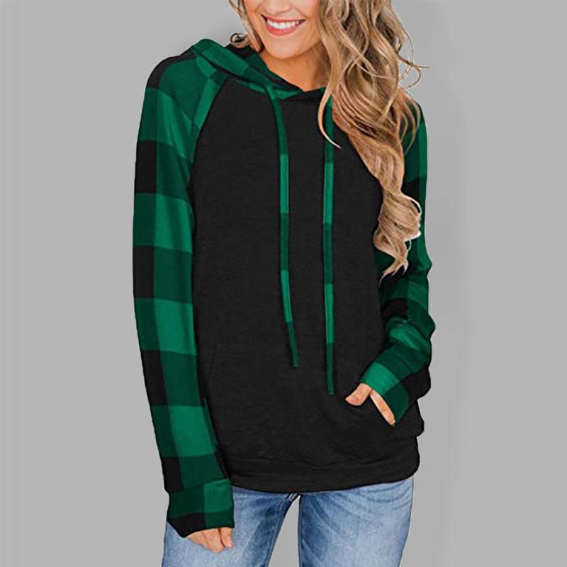 Women's Plaid Hoodie - Long Sleeve Comfort - Women Hoodie - LeStyleParfait