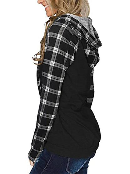 Women's Plaid Hoodie - Long Sleeve Comfort - Women Hoodie - LeStyleParfait