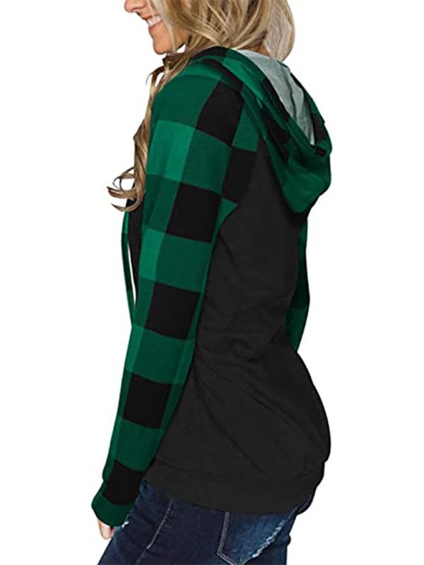 Women's Plaid Hoodie - Long Sleeve Comfort - Women Hoodie - LeStyleParfait