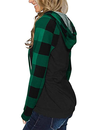 Women's Plaid Hoodie - Long Sleeve Comfort - Women Hoodie - LeStyleParfait