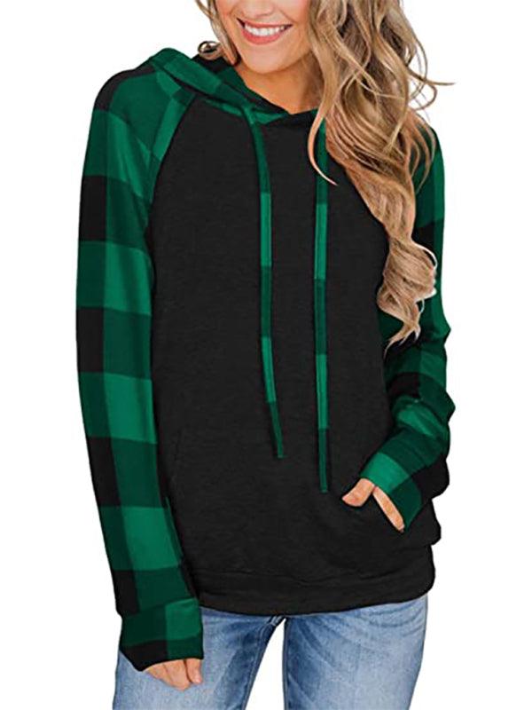 Women's Plaid Hoodie - Long Sleeve Comfort - Women Hoodie - LeStyleParfait