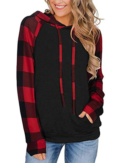 Women's Plaid Hoodie - Long Sleeve Comfort - Women Hoodie - LeStyleParfait