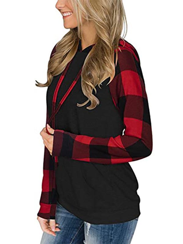 Women's Plaid Hoodie - Long Sleeve Comfort - Women Hoodie - LeStyleParfait